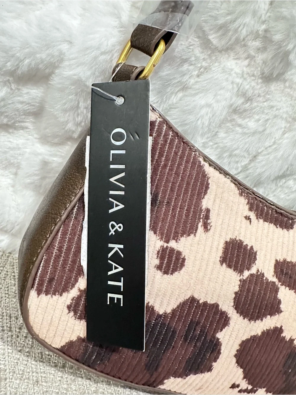 Olivia & Kate Brown and Cream Cow-Print Shoulder Bag